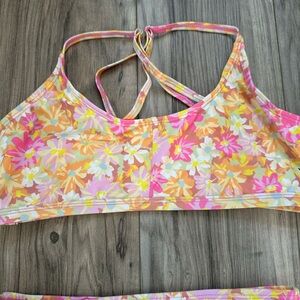 NWOT Hurley Kids Floral 1 Piece Swim Top in Pink and Orange Size L (12-13)
